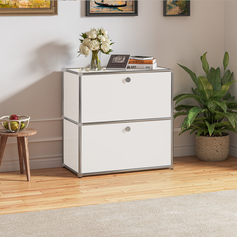 Rangement avec table de chevet et classeur, Blanc