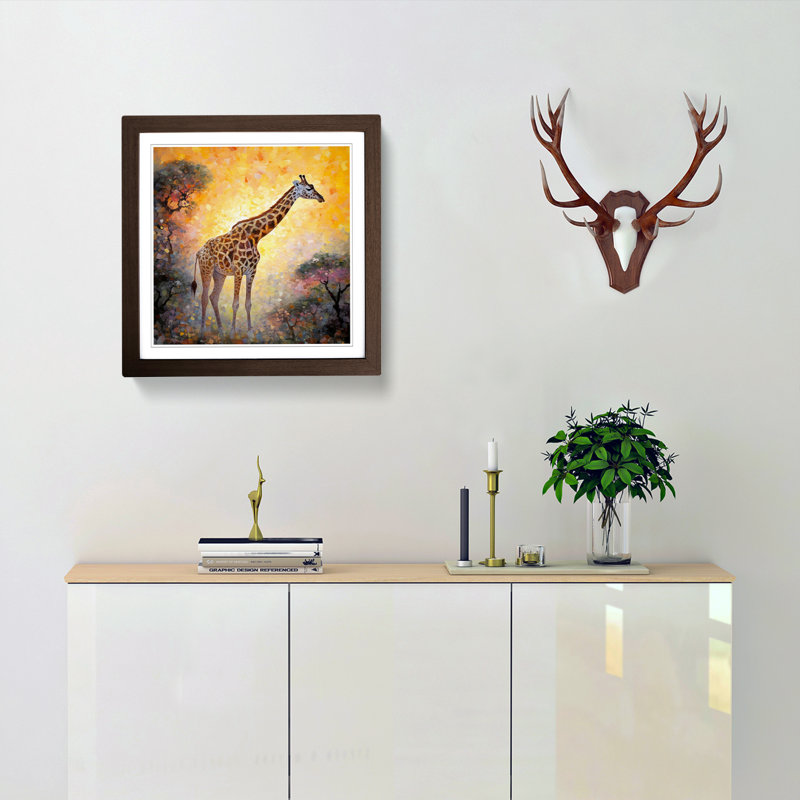 Giraffe Neo-Impressionism No.1 - Framed Print, Walnut