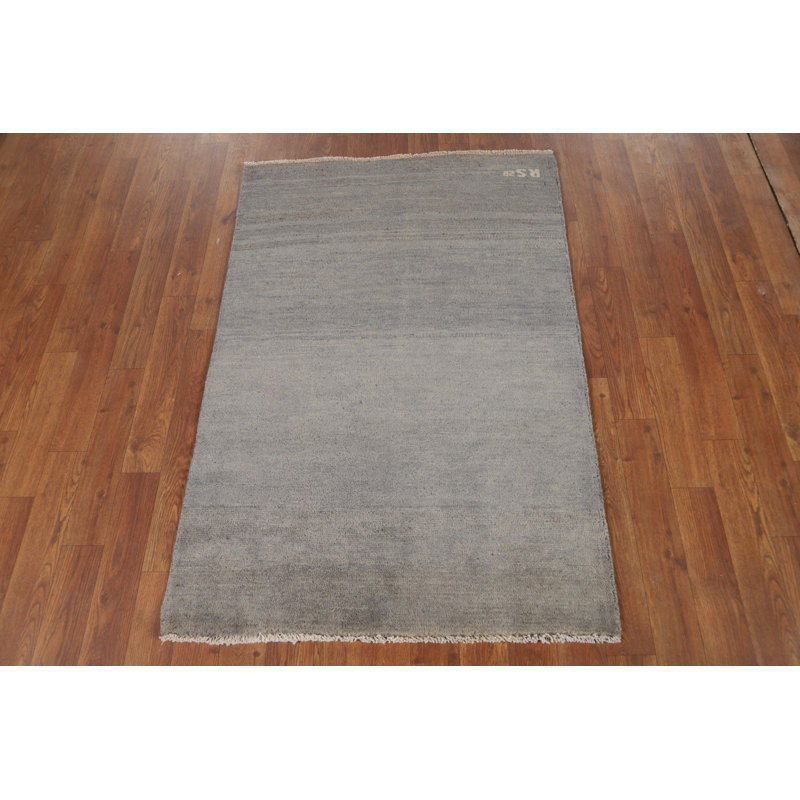 Handmade Grey Gabbeh Modern Wool Foyer Rug 3x4