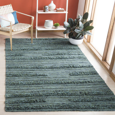 Hartzler Handmade Flatweave DARK GREEN / BLACK Area Rug