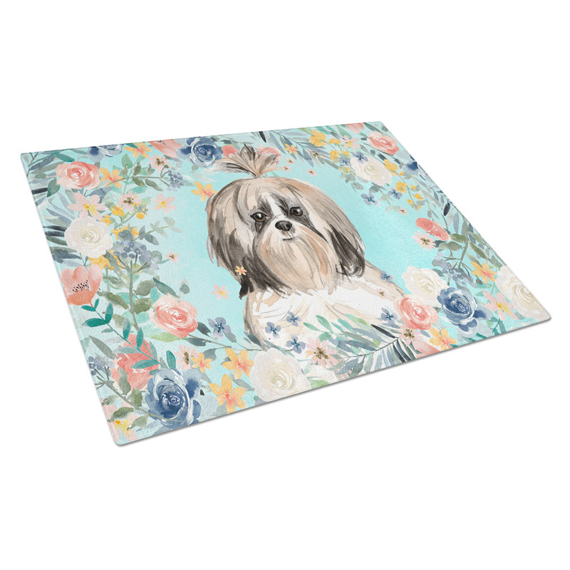 Planche à découper en verre Terre-Neuve large-bo2, Shih Tzu