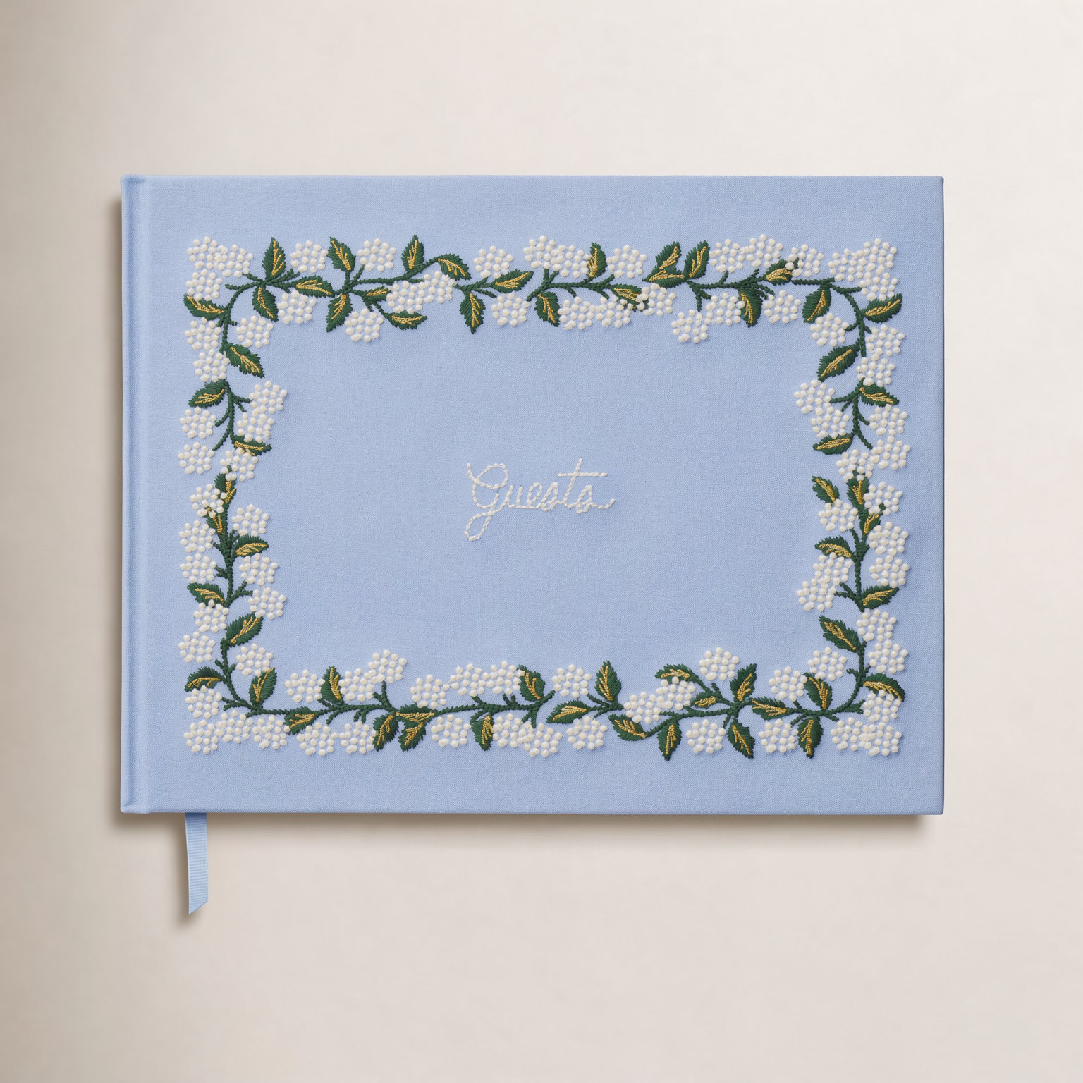 Hydrangea Embroidered Guest Book