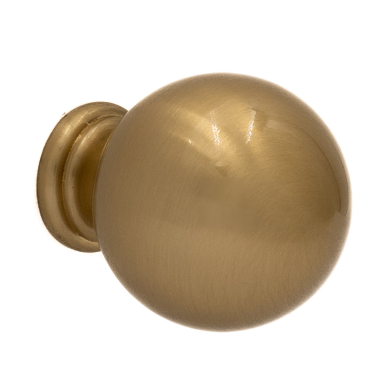 The Perfect Ball Knob 1-1/4" Diameter Satin Brass Cabinet Knob, Satin Brass
