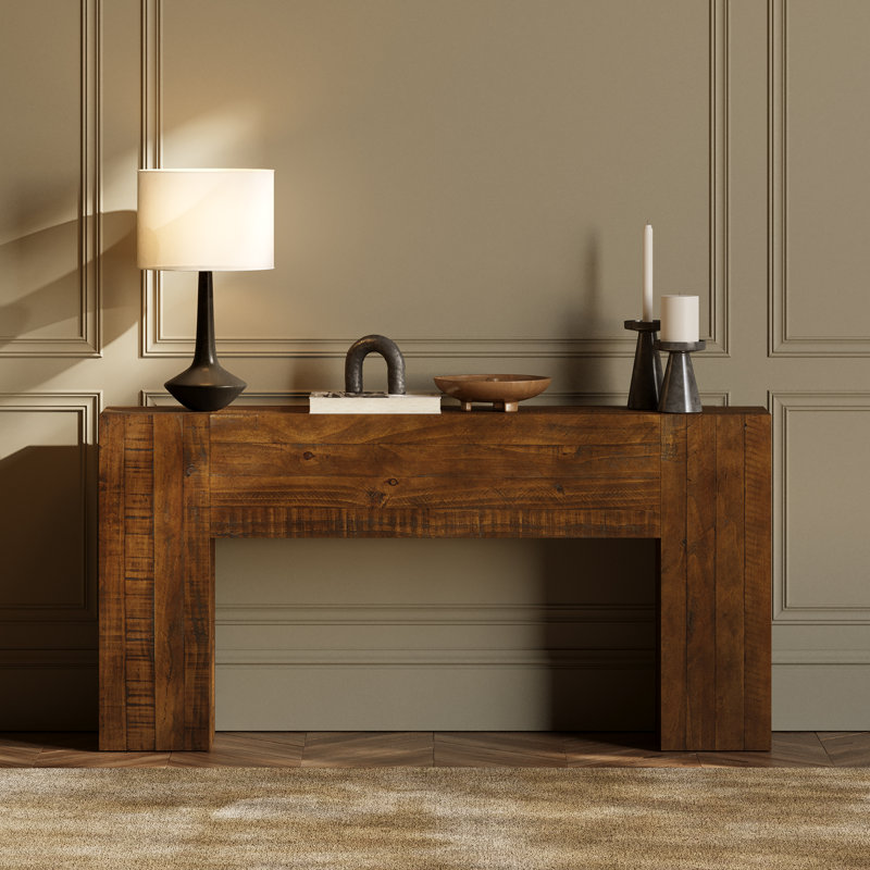Frome Solid Pine Wood Console Table (60"), Walnut