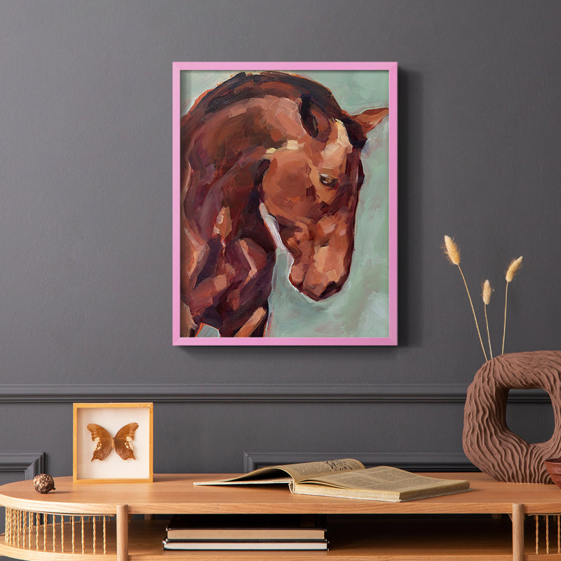 «Paint by Number Horse II», reproduction encadrée - bois massif, Rose, H 10 po x l 8 po