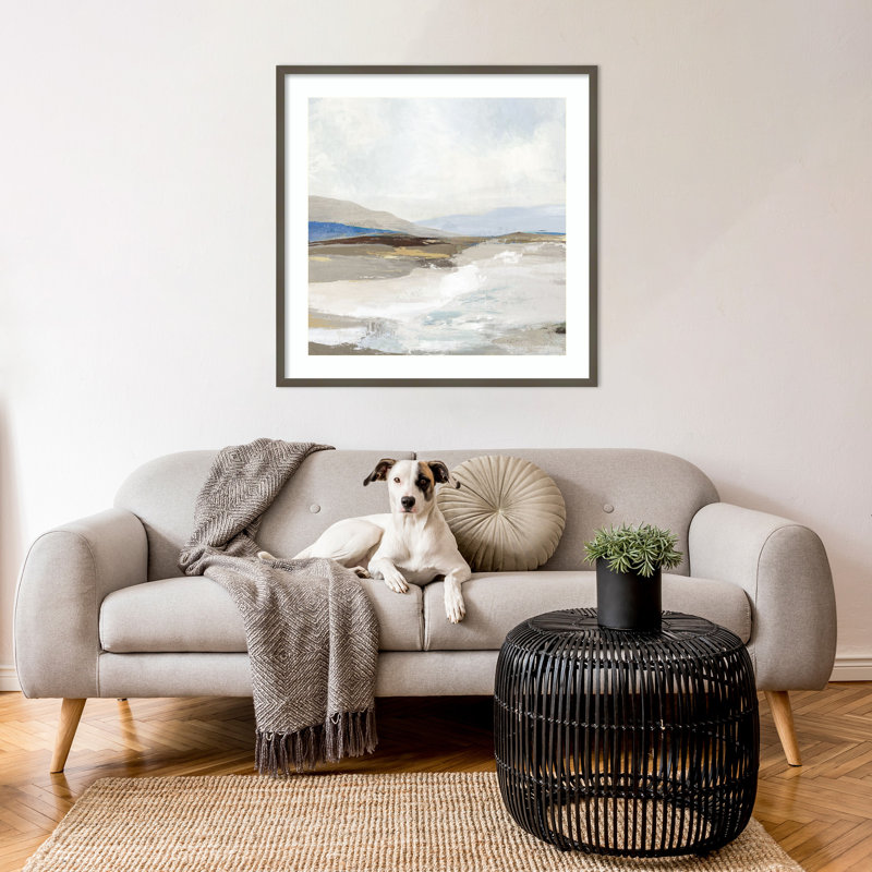 «Soft Sea I Blue» par Wood, reproduction d'art encadrée, H 33 po x l 33 po