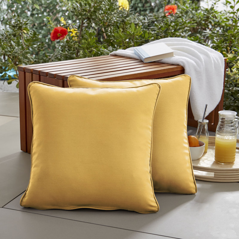 Selene Outdoor Reversible Throw Pillow, 24" H x 24" W, Yellow