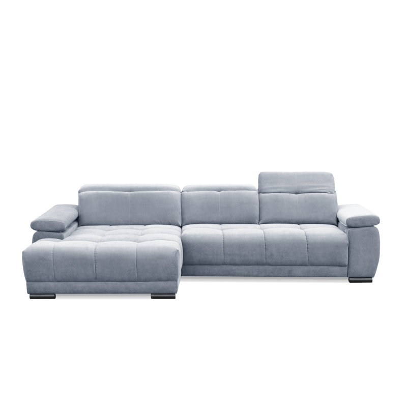 Jafiya 4 Seater Velvet Sofa Bed, Grey, Left Hand Facing