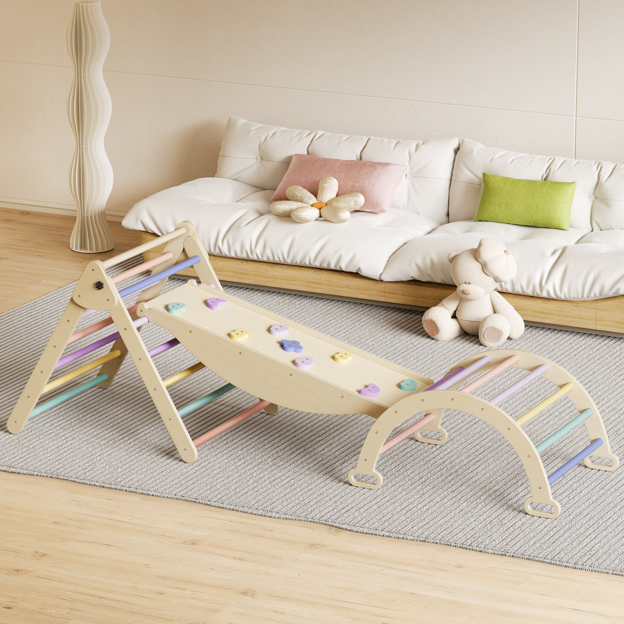 HomLux 7 in 1 Pikler Triangle Set Baby Climbing Toy