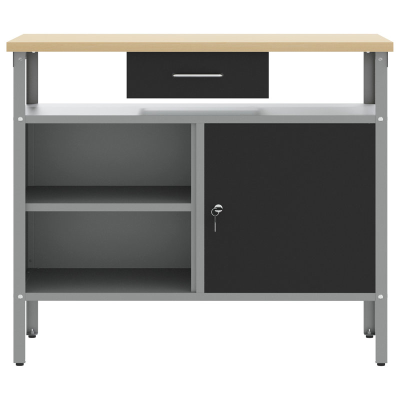 100cm W Steel Top Workbench, Black