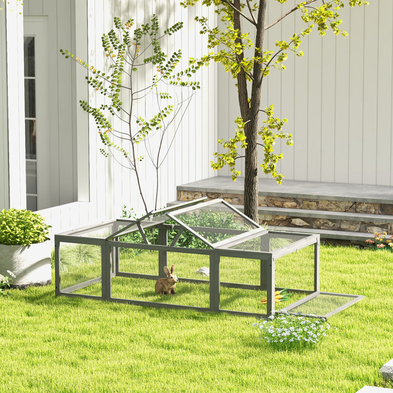 Grand refuge pour petits lapins en bois, Gris