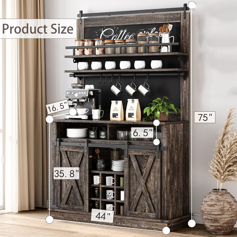 111.8cm Bar Cabinet, Dark Oak