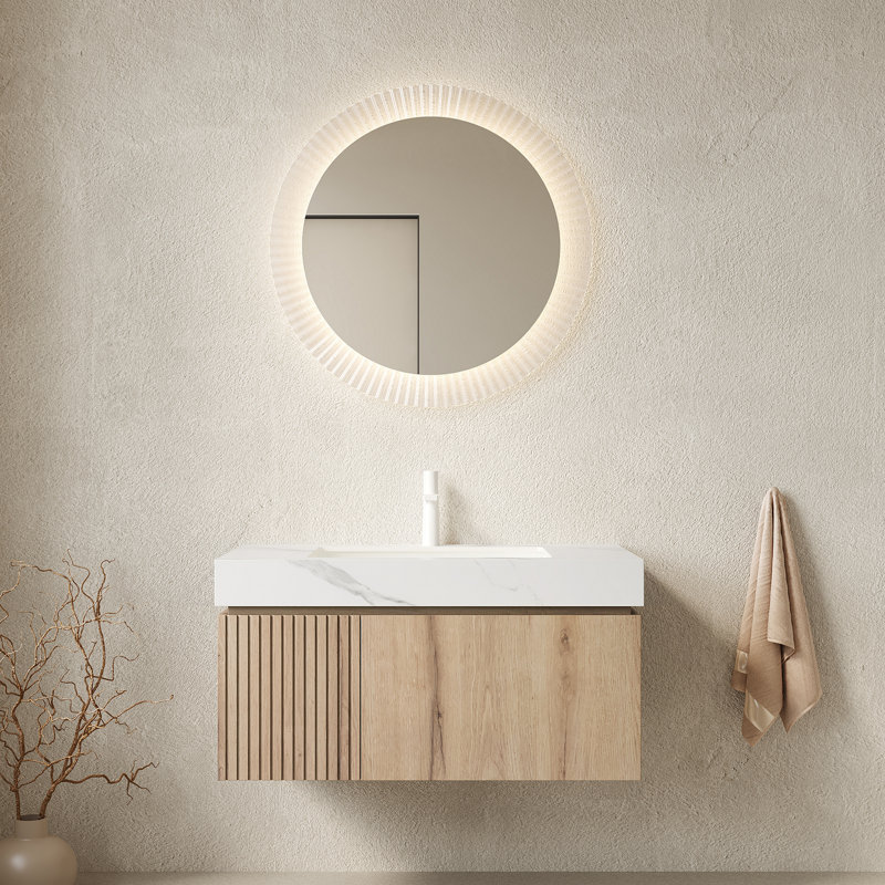 Meuble-lavabo 36 po, Carrara White/White Oak