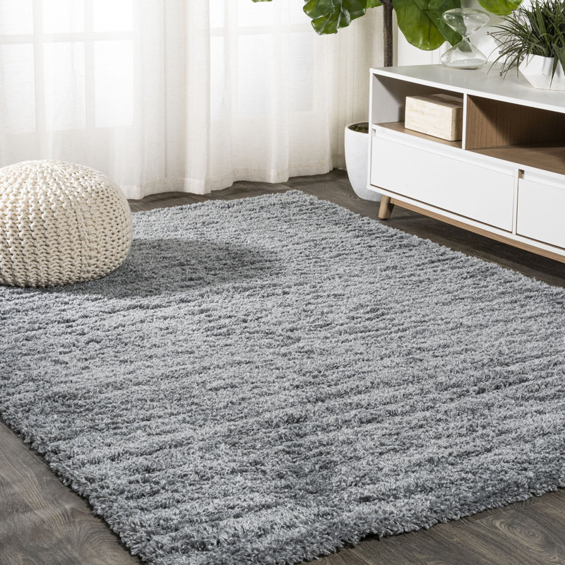 Collesse Solid Shag Gray Rug, Rectangle 4' x 6'