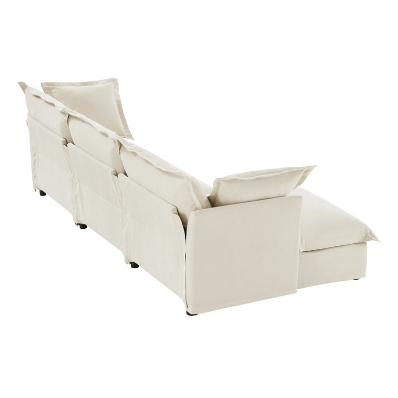 Canapé rembourré, repose-pieds, H 34,6 po x l 120 po x P 55 po, Chenille crème