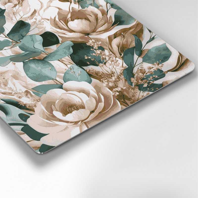 Aquarelle florale 98, art mural en métal beige, H 16 po x l 16 po