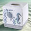 Collection Boîte à mouchoirs - Hippocampe et varech peints à la main, décoration de salle de bain en résine alimentaire pour la maison côtière