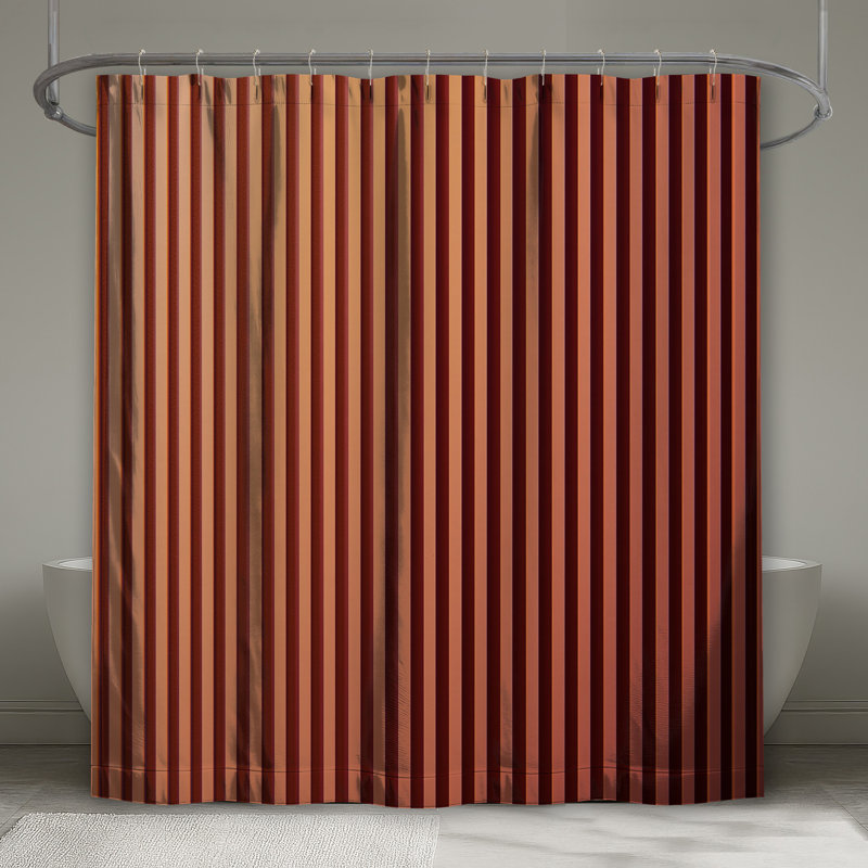 Rideaux de douche à rayures verticales orange très long, L 70 po x H 93 po