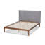 Lit plateforme très grand Cloa, gris / noyer cendré l 81,10 po x L 85,35 po x H 44,49 po Cloa-1941610489