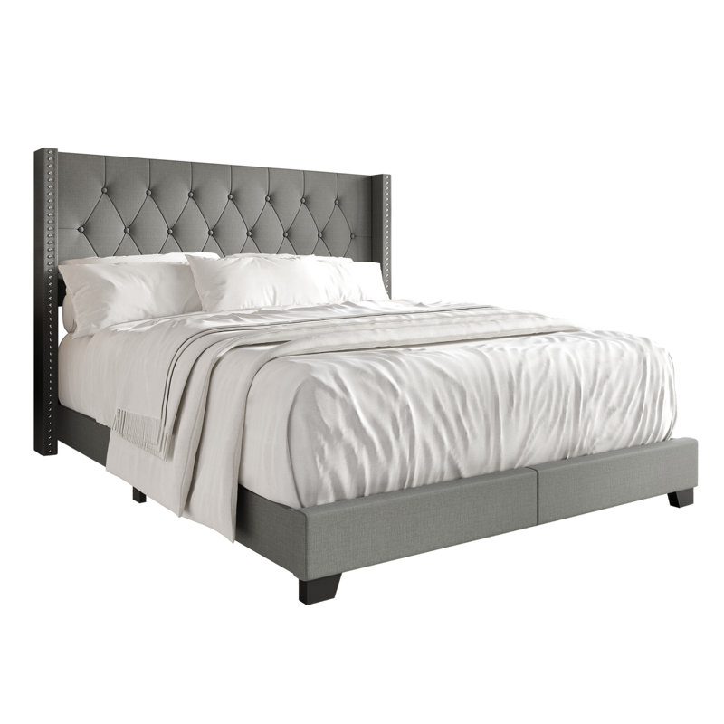 Elysian Upholstered Bed, Queen, Light Gray