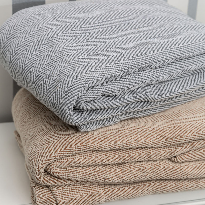  Jeté en coton à chevrons, l 90 po x L 100 po, Gris