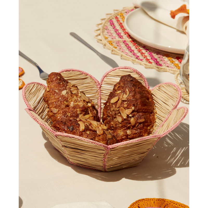 Flower Bread Basket - Pink Trim