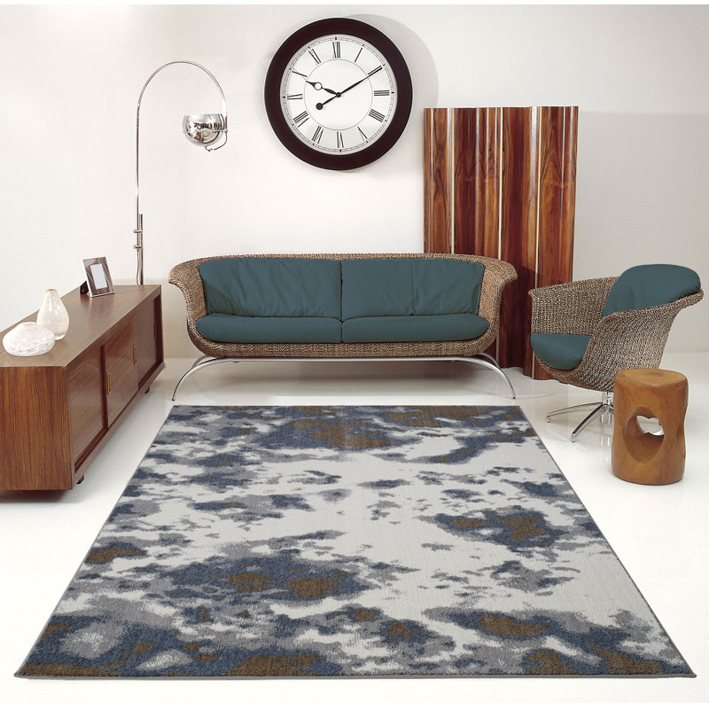 Ivoire abstraits de Toronto/Tapis décoratif gris anthracite, Rectangle 3 pi 11 po x 5 pi 7 po