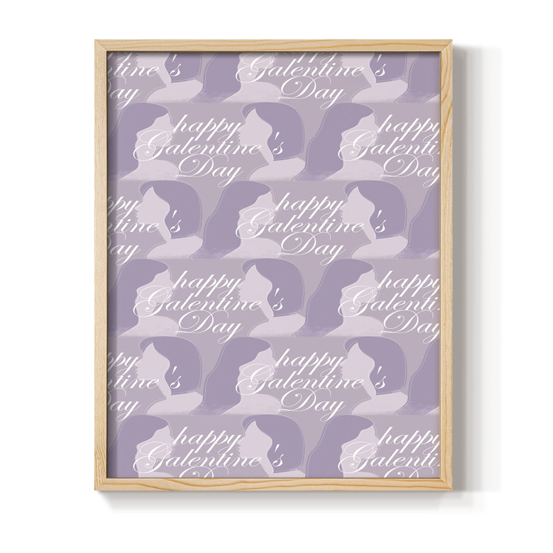 Happy Galentine's Day Collection E Framed Print - Solid Wood, H 15 po x l 12 po