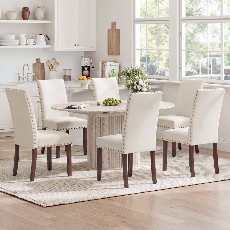 Ensemble de table et de chaises de salle à manger extensibles modernes pour 4 à 6 personnes avec rangement dissimulé, Beige