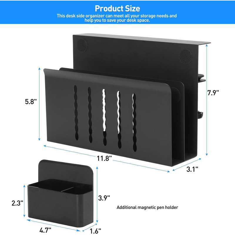 Rangement latéral pour bureau, support pour ordinateur portable sous le bureau, organisateur de dossier suspendu de table