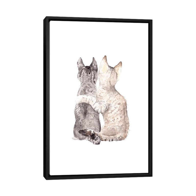 « best friends »-impression sur toile tendue, H 26 po x l 18 po x P 1,5 po, Toile avec cadre noir, Pas de tapis