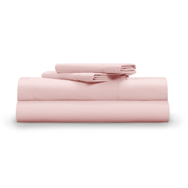Ensemble de draps en percale 100% coton Classic Cool & Crisp 4 pièces, Très grand, Prune
