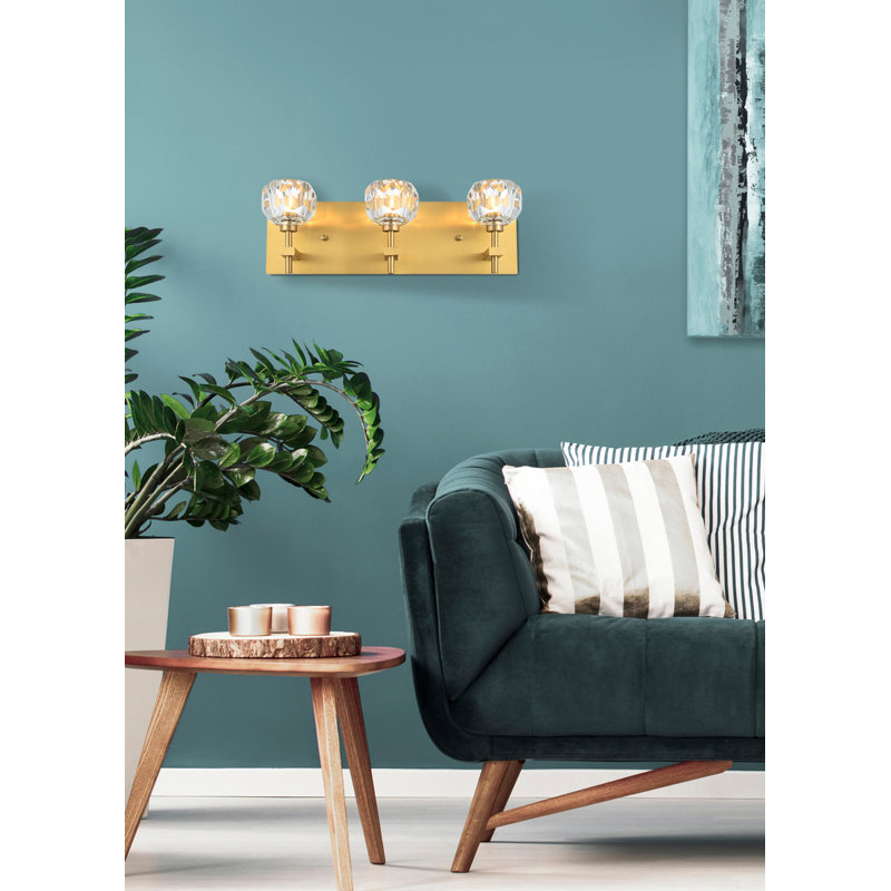 Applique murale en fer Kington, 3, H 6 po x l 18 po x P 6 po, Doré