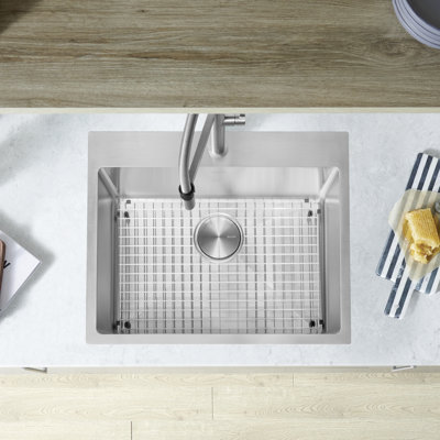 Évier de cuisine en acier inoxydable à cuve simple 25 po Quatrus R15