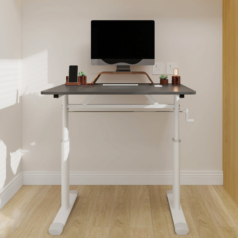 Bureau d'étude réglable adapté aux enfants et aux adultes, bureau à domicile multifonctionnel réglable en hauteur, design compact, dimensions du bureau: 60 cm x 80 cm, cadre blanc