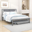 Lit plateforme double avec lit gigogne simple réglable et tête de lit-594730740