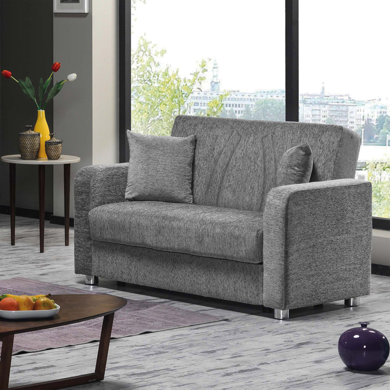 Causeuse convertible avec rangement Primenest Gravita, Gris chenille