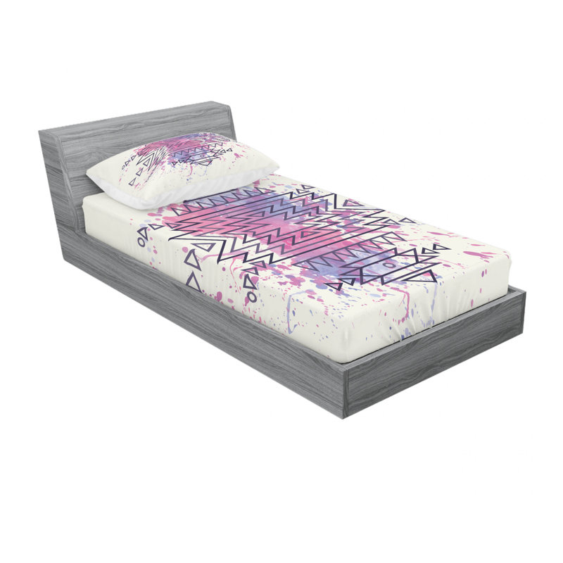 Microfiber Abstract Sheet Set, Twin XL Sheet Set with Fitted Sheet