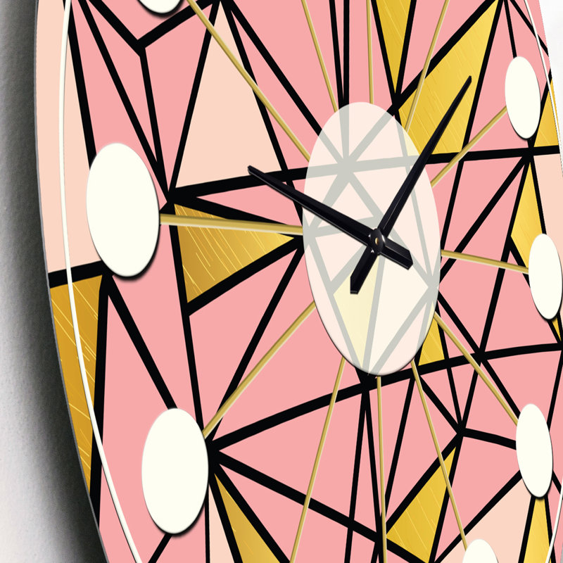Triangulaire or Design II - horloge murale moderne Mid-Century, Petit