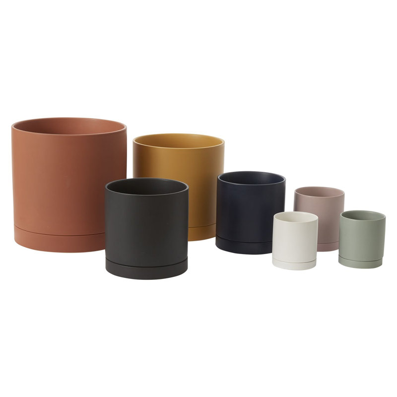 Pot de fleurs en céramique Carlotta, Noir, H 10 po x l 10 po x P 10 po
