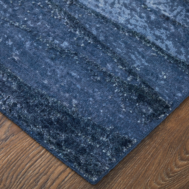 Livingston Modern Watercolor Blue Area Rug, Rectangle 2' x 3'