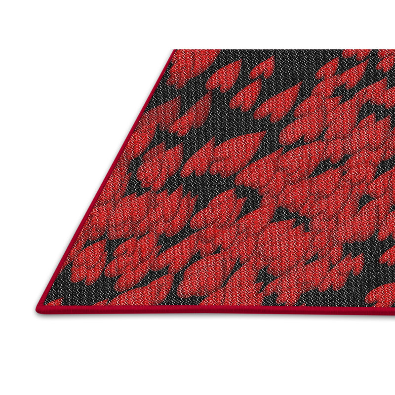 Tapis de zone rouge/noir à motifs, Rectangle 5 pi x 7 pi