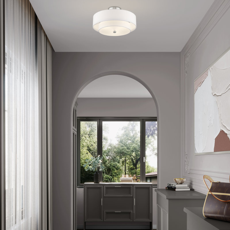 Betel Fabric Semi Flush Mount, Brushed Nickel