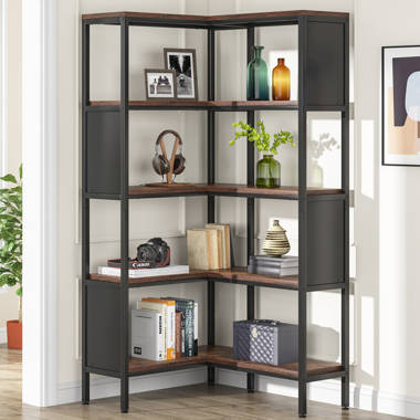 Whickenburg Corner Bookcase 17 Stories Color: Rustic Brown/Black