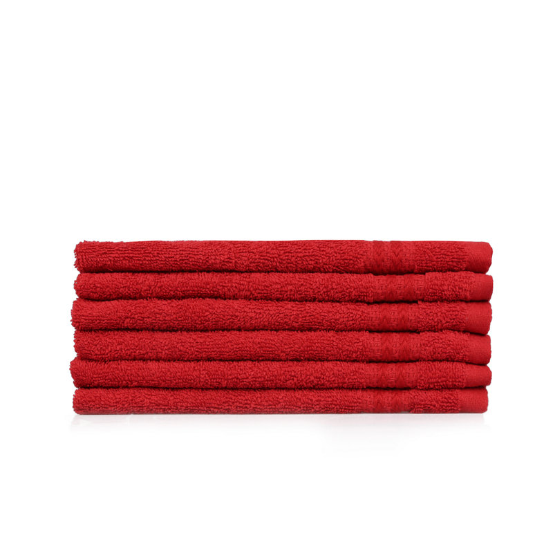 Premium 100% Cotton Wash Towel Set (6 Pieces), Red, 11.8 x 19.7 inches | 500 GSM for Ultimate Softness & Absorbency | Machine Washable at 104°F | Perfect for Home, Gym, Spa & Travel Use