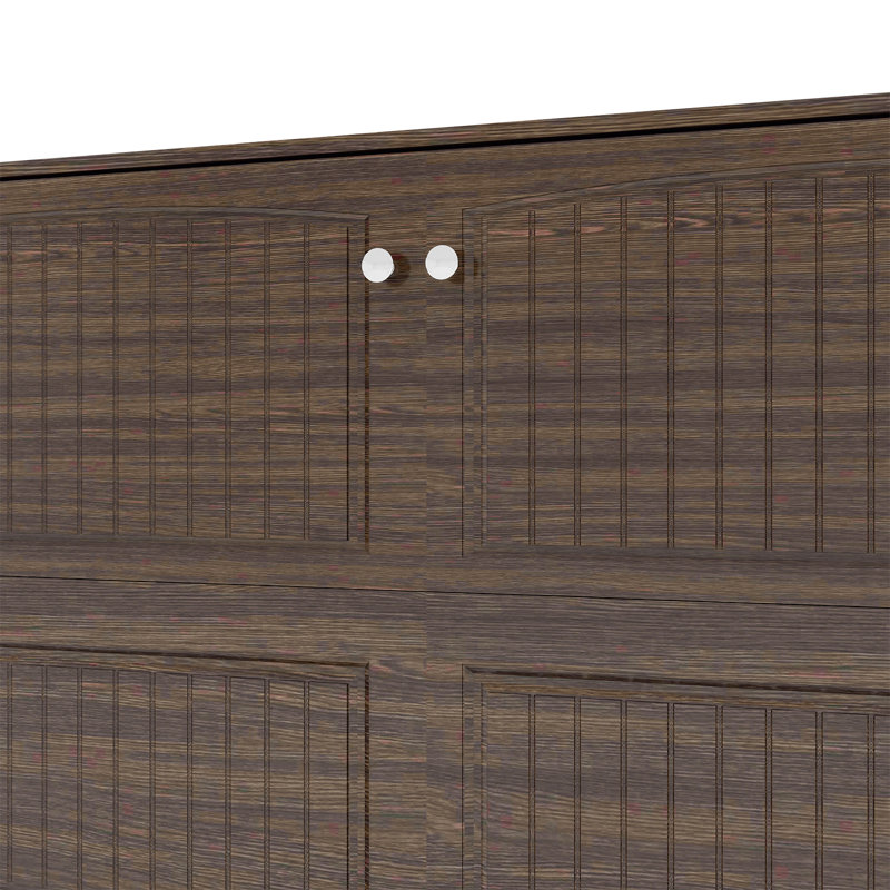 Queen Murphy Storage Bed With Drawers, Murphy Cabinet Bed With Tri-Fold Memory Foam Mattress, Brown
