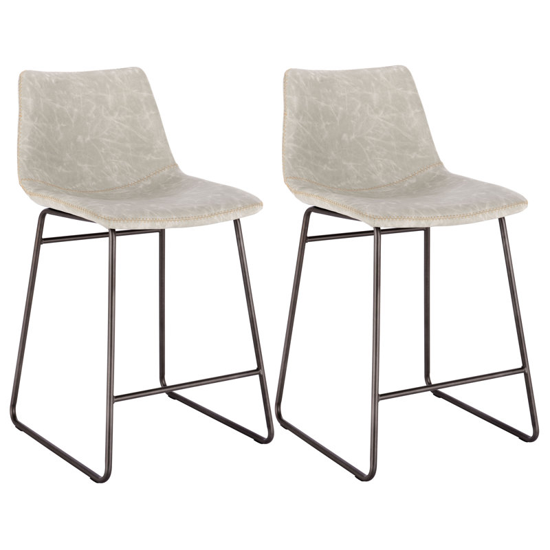 Nettleton Upholstered Counter Stool with Metal Frame, Stone