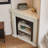 Beige + Black Solid Wood Freestanding Fireplace