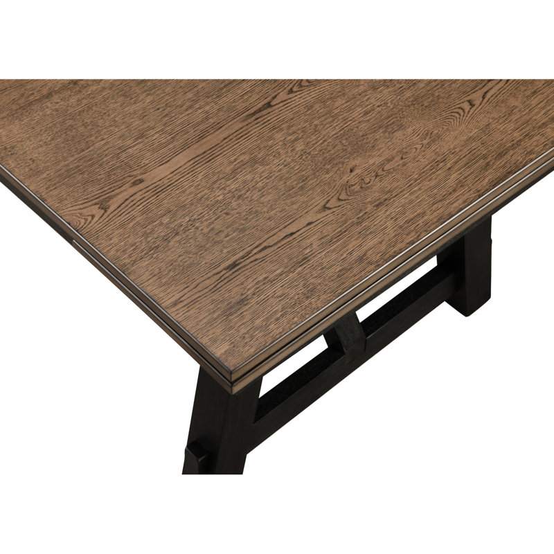 Mobilier de salle à manger 5 pièces, style maison de campagne transitionnel, bois massif, finition gris anthracite blé, table extensible avec chaises rembourrées, sièges 6 2 x 14 po, rallonge pour 2 personnes