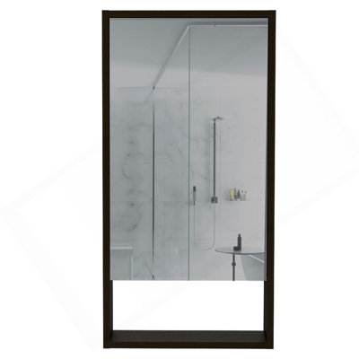 Armoire à pharmacie Mariana, une tablette extérieure, miroir à une porte et deux tablettes internes - noir